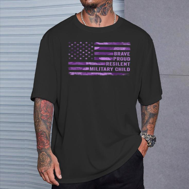 Purple Up Military Kid Us Flag Military Child Month Adult T-Shirt Gifts for Him