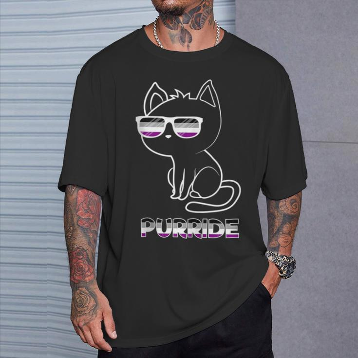 Purride Asexual Flag Sunglasses Gay Pride Cat Lover T-Shirt Gifts for Him