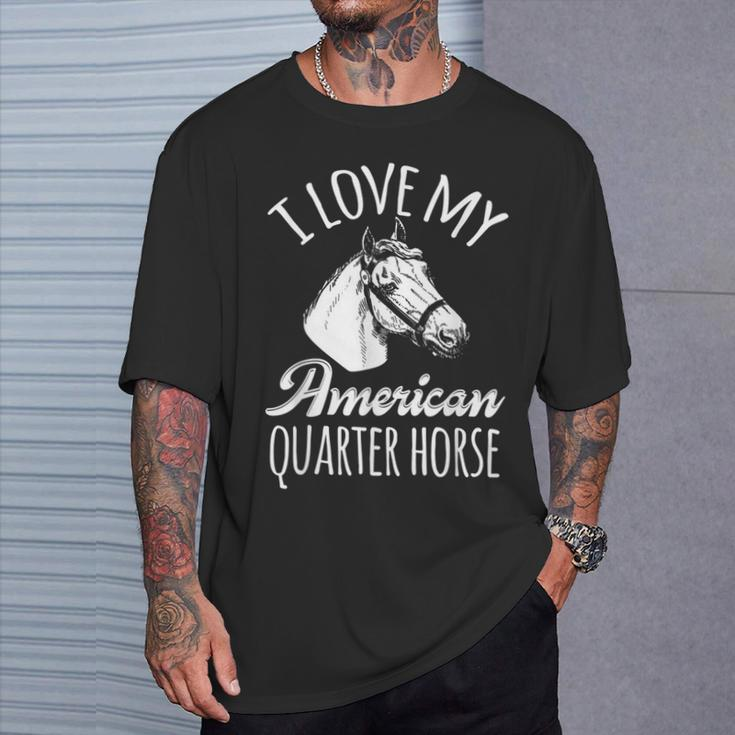 Quarter Horse Rodeo Barrel Racing Reining Horseback T-Shirt Gifts for Him