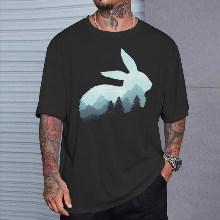 Rabbit Bunny Hare Double Exposure Surreal Wildlife Animal Pullover T-Shirt Gifts for Him