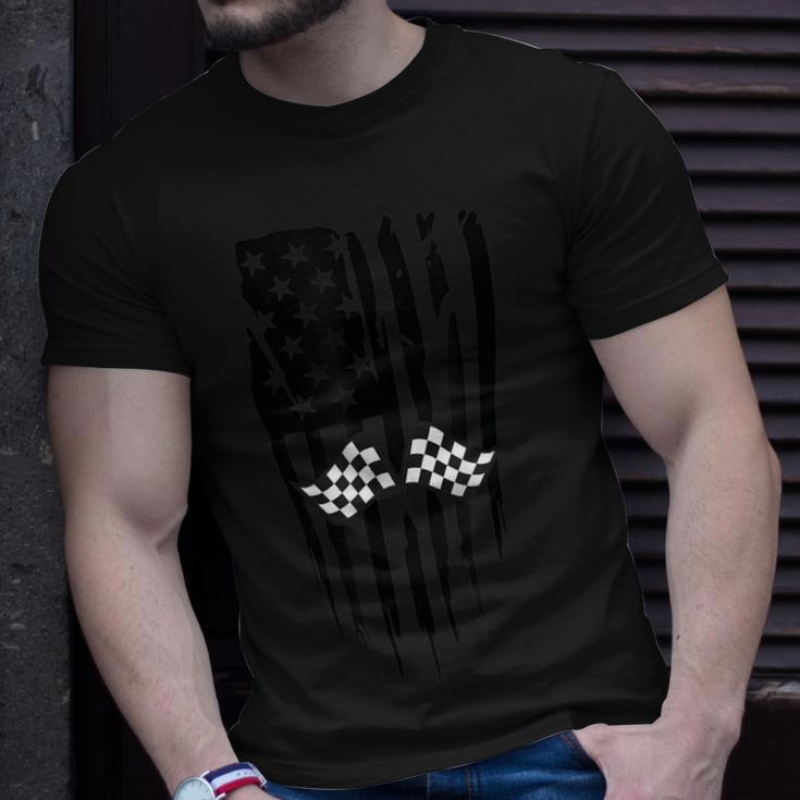 Racing Usa Flag American Themed Decor T-Shirt Gifts for Him
