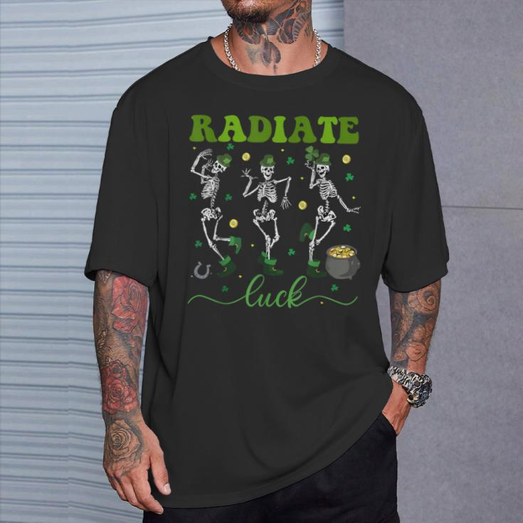 Radiate Luck Skeleton Radiology St Patrick's Day Rad Tech T-Shirt Gifts for Him