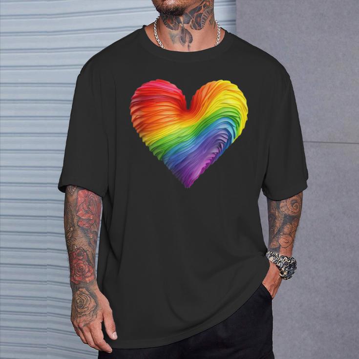 Rainbow Heart Lgbtq Flag Gay Pride Parade Love Is Love Wins T-Shirt Gifts for Him