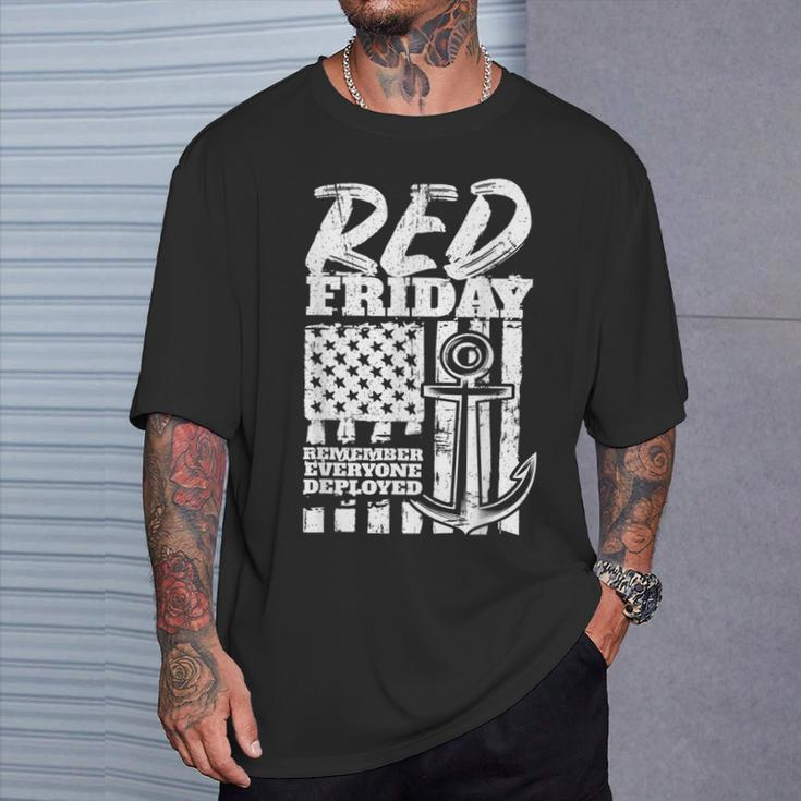 Red Friday Deployed Navy Family T-Shirt Gifts for Him