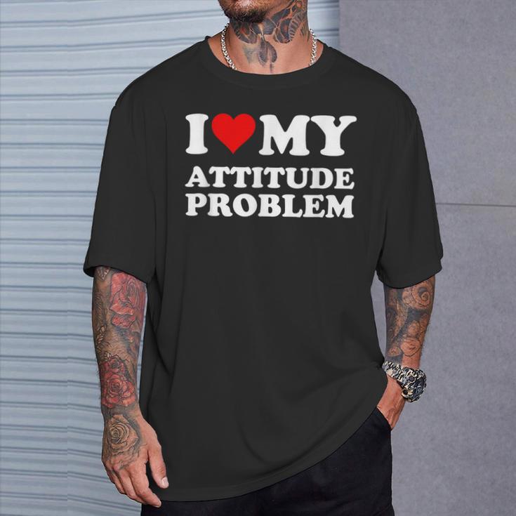 Red Heart I Love My Attitude Problem T-Shirt Gifts for Him