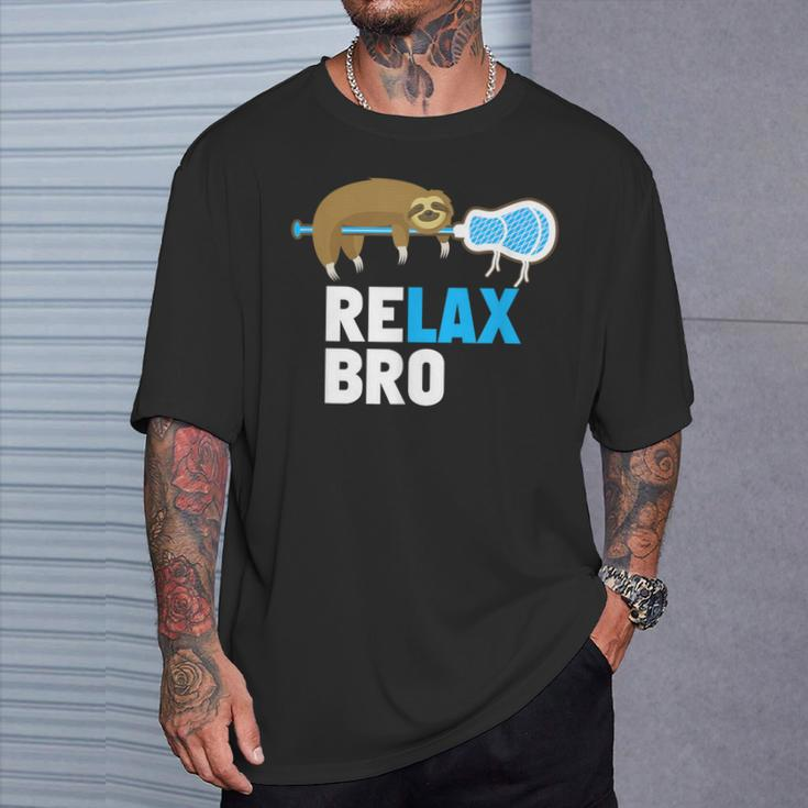 Relax Bro Lacrosse Lax Sloth T-Shirt Gifts for Him