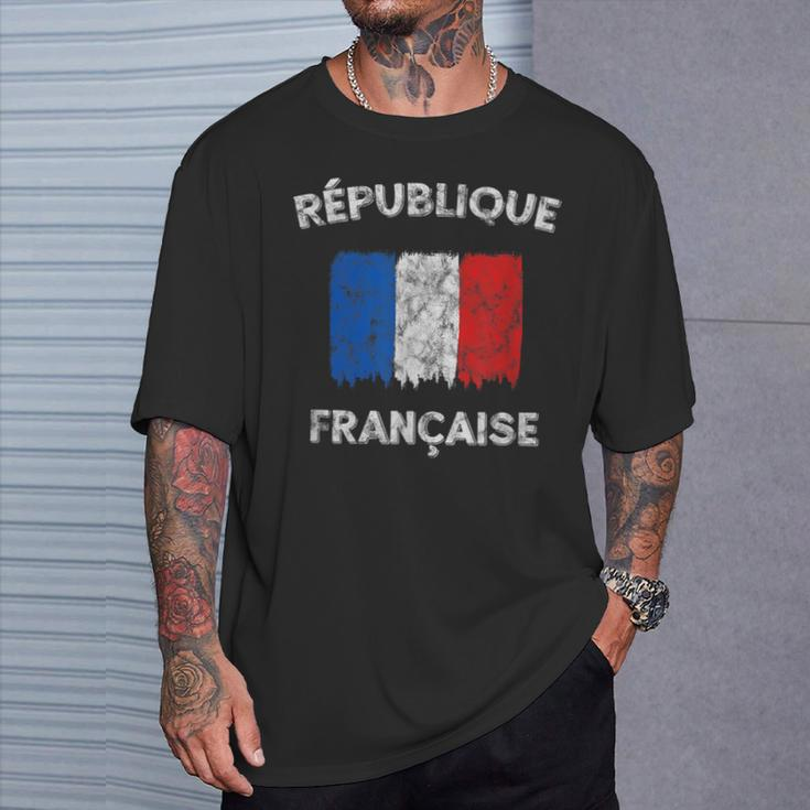 Republique Francaise Vintage French Flag T-Shirt Gifts for Him