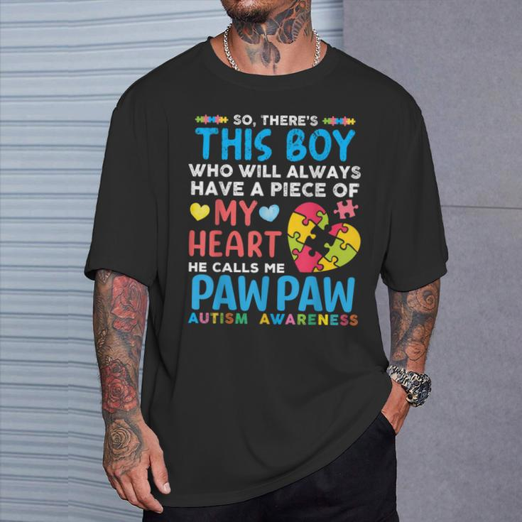 There's This Boy He Calls Me Pawpaw Autism Awareness T-Shirt Gifts for Him