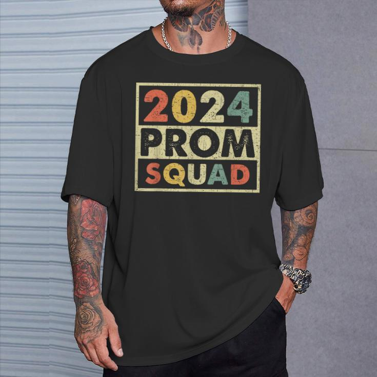 Retro 2024 Prom Squad 2023 Graduate Prom Class Of 2024 T-Shirt Gifts for Him
