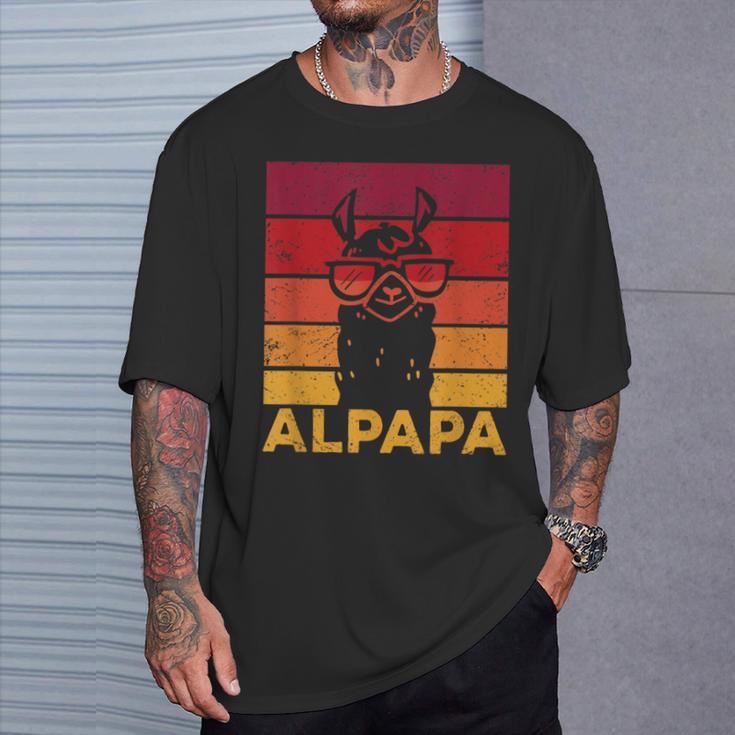 Retro Alpapaatertag Bester Papa Alpaka T-Shirt Geschenke für Ihn