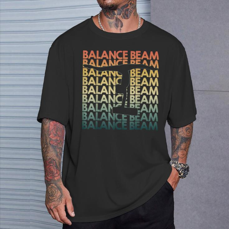 Retro Balance Beam Repetitive Vintage Bb Gymnast T-Shirt Gifts for Him