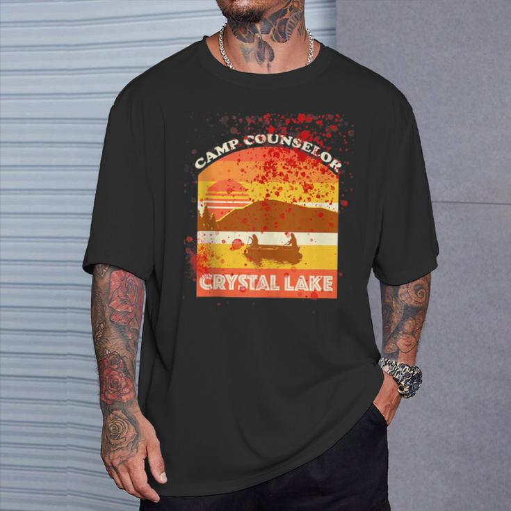 Retro Camp Counselor Crystal Lake With Blood Stains T-Shirt Gifts for Him