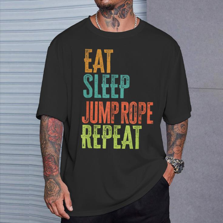 Retro Eat Sleep Jump Rope Repeat Skipping Jumping Roping T-Shirt Gifts for Him