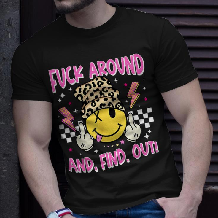 Retro Fuck Around And Find Out Leopard Smile Face Fafo T-Shirt Gifts for Him