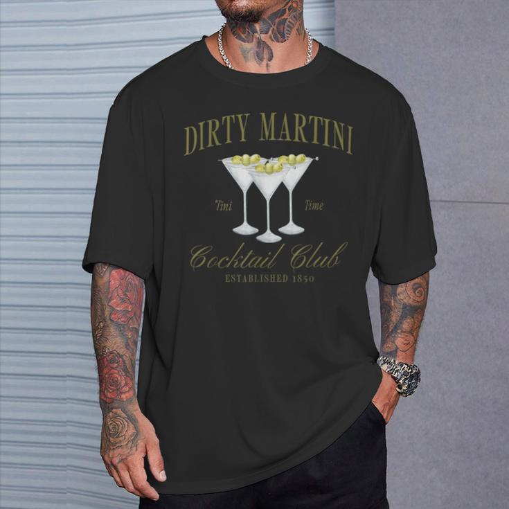 Retro Dirty Martini Cocktail And Social Club Drinking T-Shirt Gifts for Him