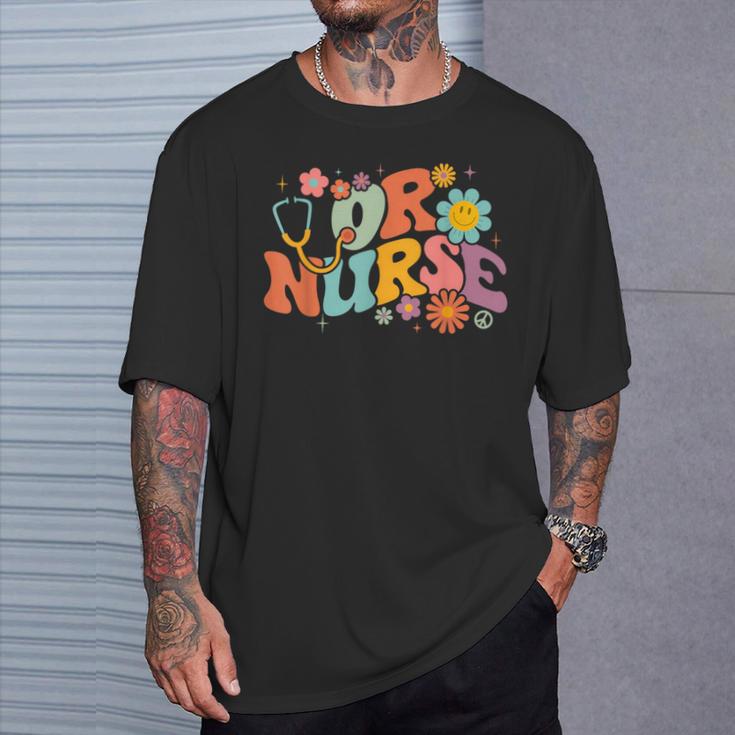 Retro Groovy Or Nursing School Medical Operating Room Nurse T-Shirt Gifts for Him