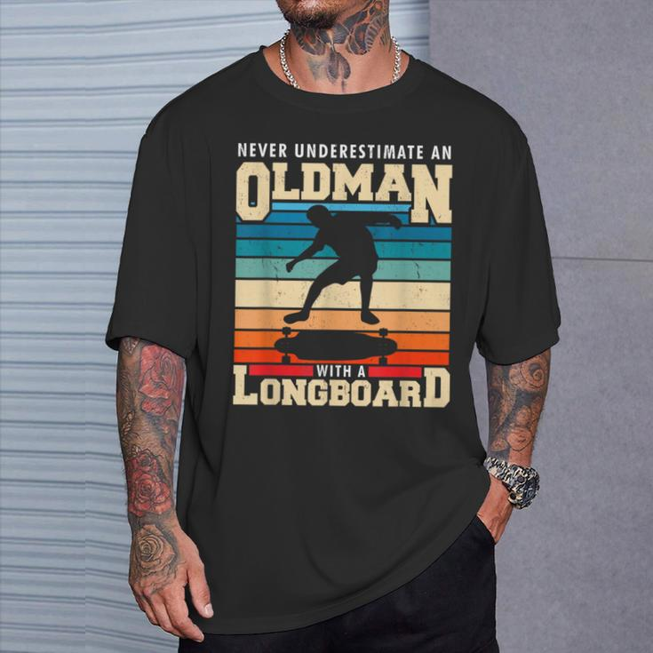 Retro Longboarder Longboard T-Shirt Geschenke für Ihn