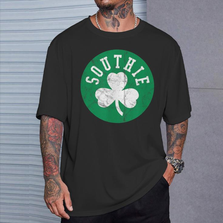 Retro Look Southie Irish St Patrick's Day Distressed T-Shirt Gifts for Him
