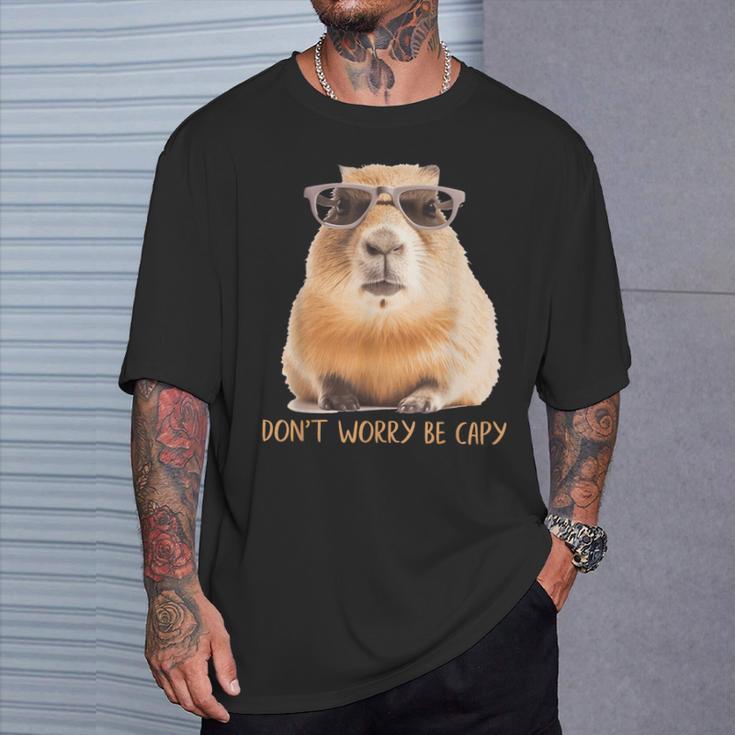 Retro Rodent Capybara Dont Worry Be Capy T-Shirt Gifts for Him