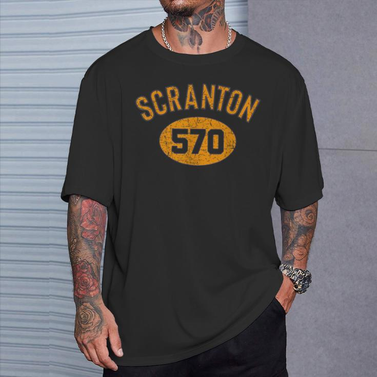 Retro Scranton Love 570 Area Code Distressed T-Shirt Gifts for Him
