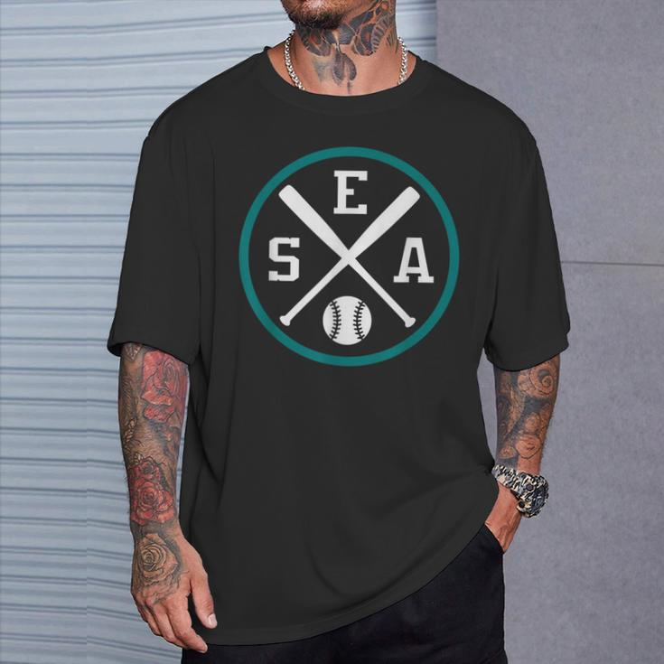 Retro Seattle Baseball Emblem Vintage Sea T-Shirt Gifts for Him