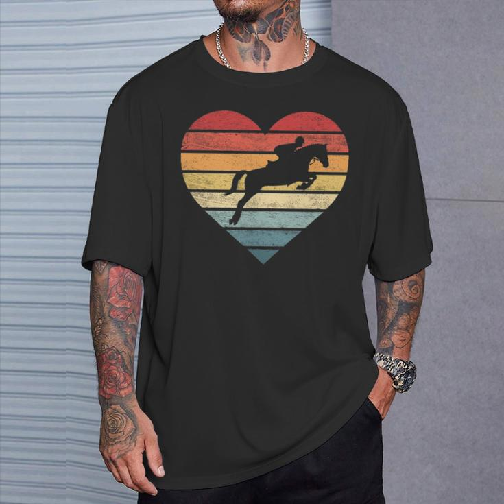 Retro Sunset Horse Lover Rider Equestrian Horseman T-Shirt Gifts for Him