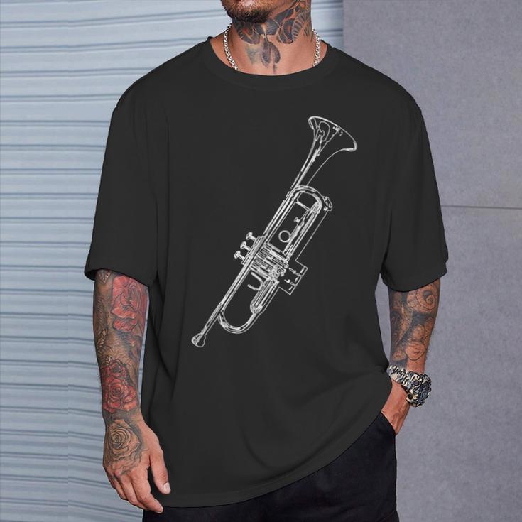 Retro Trumpet Sketch For Trumpet T-Shirt Geschenke für Ihn