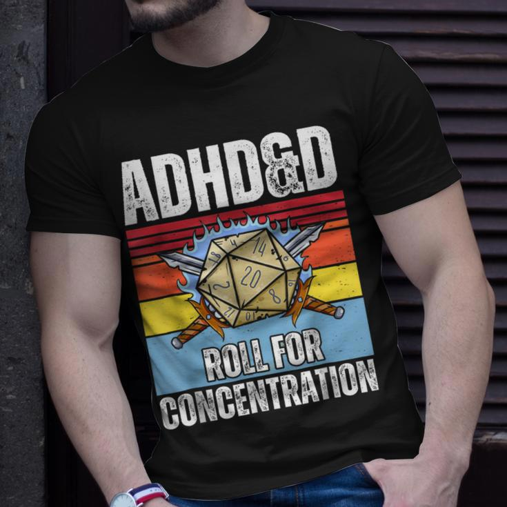 Retro Vintage Adhd&D Roll For Concentration Gamer T-Shirt Gifts for Him