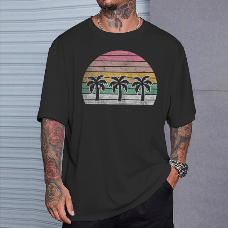 Retro Vintage Palm Trees Beach Summer Vacation Beach T-Shirt Gifts for Him