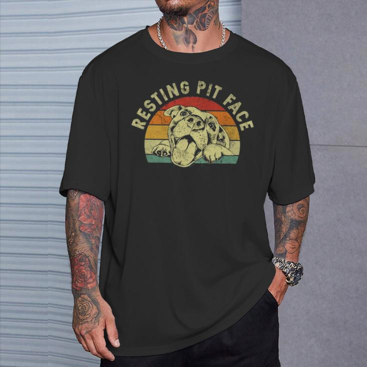 Retro Vintage Resting Pit Face Pitbull Dog Lovers T-Shirt Gifts for Him