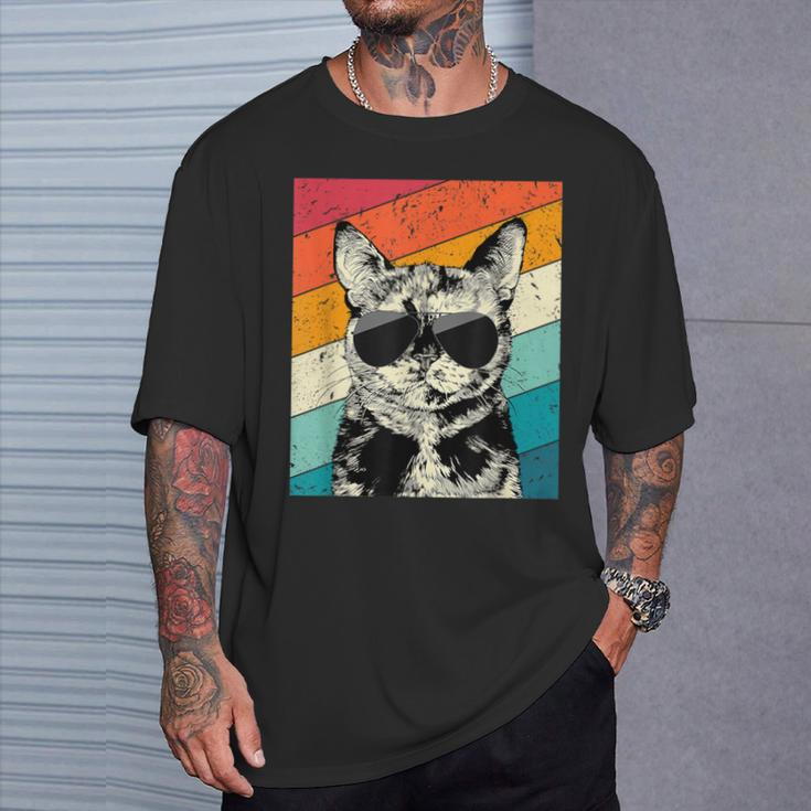Retro Vintage Tortoiseshell Cat With Sunglasses Cat Lovers T-Shirt Gifts for Him