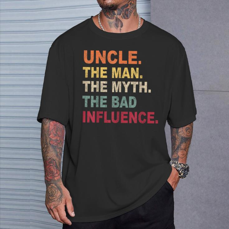 Retro Vintage Uncle The Man The Myth The Bad Influence Men T-Shirt Gifts for Him