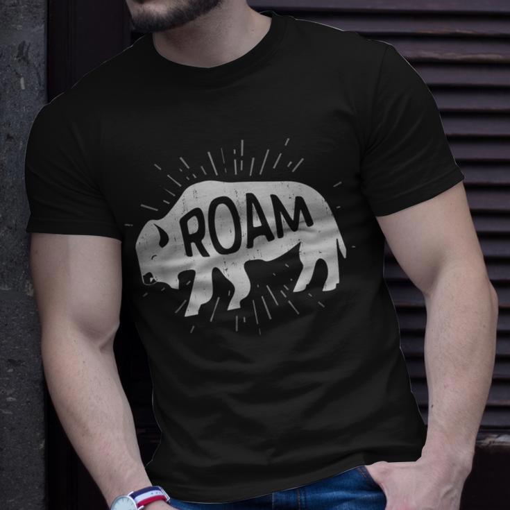 Roam Buffalo Distressed Bison Wanderer T-Shirt Gifts for Him