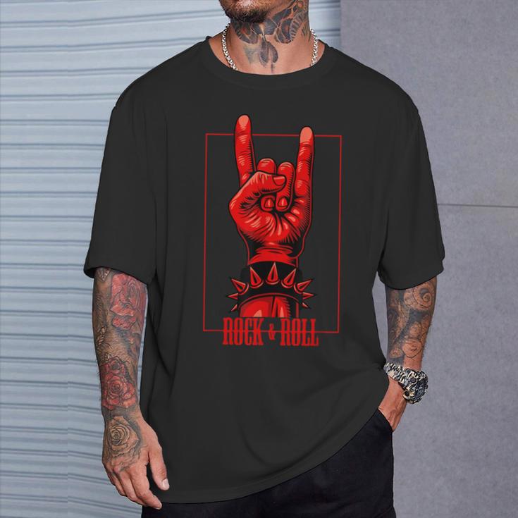 Rock & Roll Teufelsgruß Rocker Concert T-Shirt Geschenke für Ihn