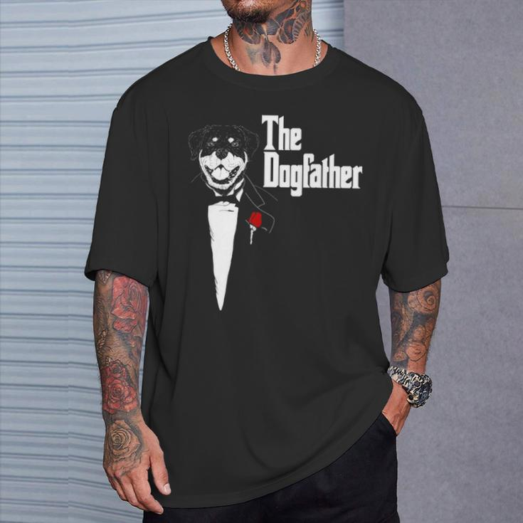 Rottweiler The Dogfather Rottweiler Rottie Dog Dad T-Shirt Gifts for Him