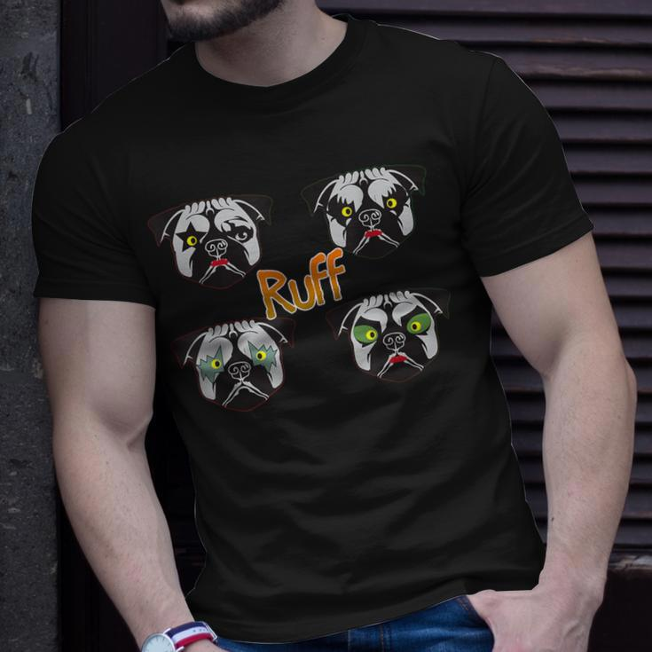Ruff Rocking Dog Puppies Kiss Pet Pug Parody T-Shirt Gifts for Him