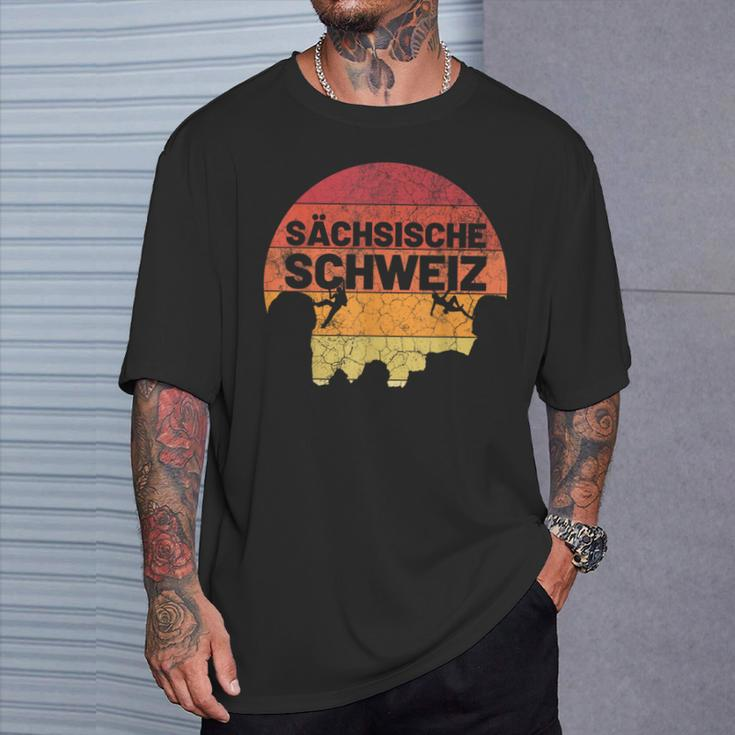 Sächsische Schweiz Bergsteiger & Climbing T-Shirt Geschenke für Ihn