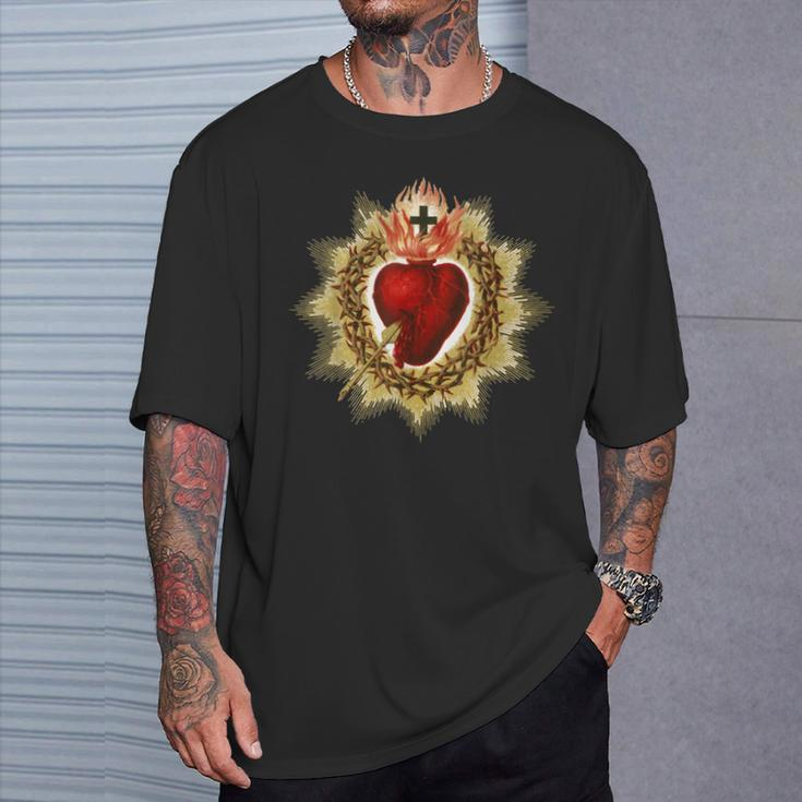 Sacred Heart Of Jesus Christ Catholic Blessing Vintage T-Shirt Gifts for Him