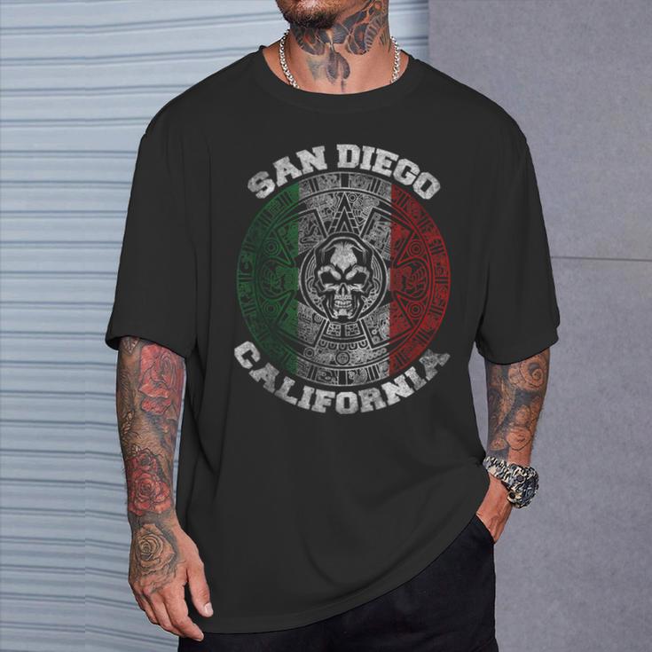 San Diego Aztec Calendar Mayan Skull Mexico Pride Symbol T-Shirt Gifts for Him