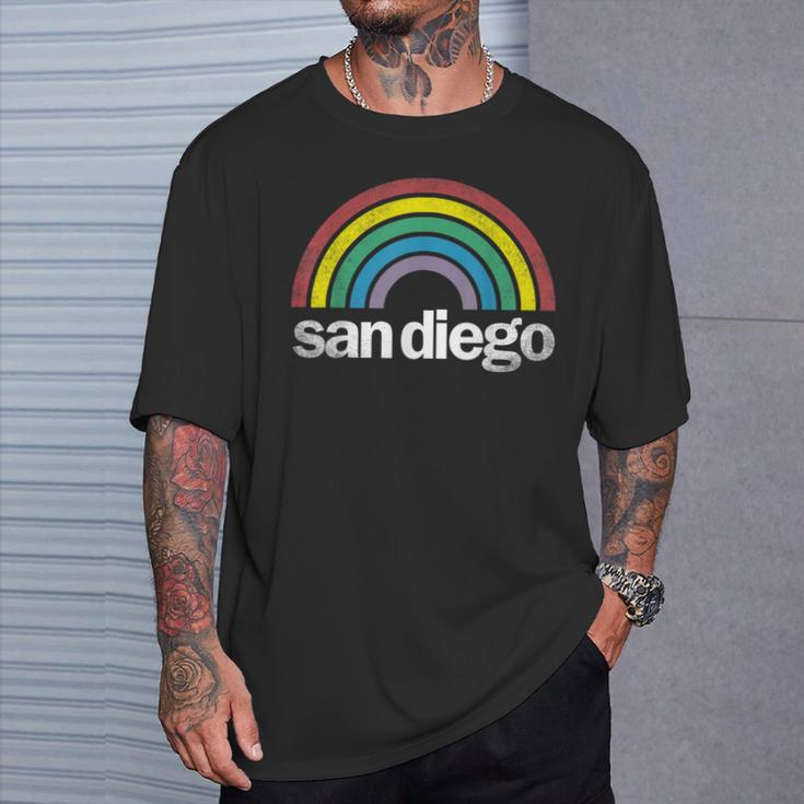 San Diego Rainbow 70'S 80'S Style Retro Gay Pride California T-Shirt Gifts for Him