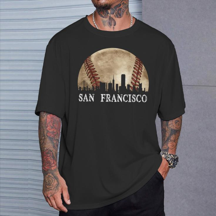 San Francisco Skyline City Vintage Baseball Lover T-Shirt Gifts for Him