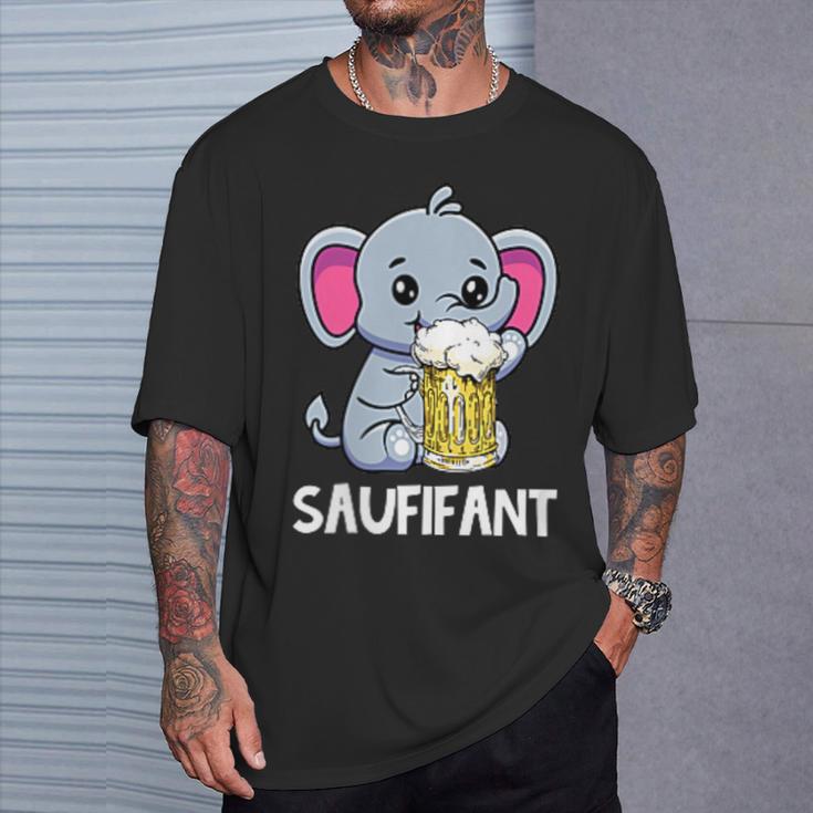 Saufifant Party Elefant Alkohol Bier Saufen Feiern T-Shirt Geschenke für Ihn