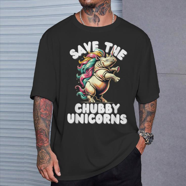Save The Chubby Unicorn Rhino Colorful T-Shirt Gifts for Him