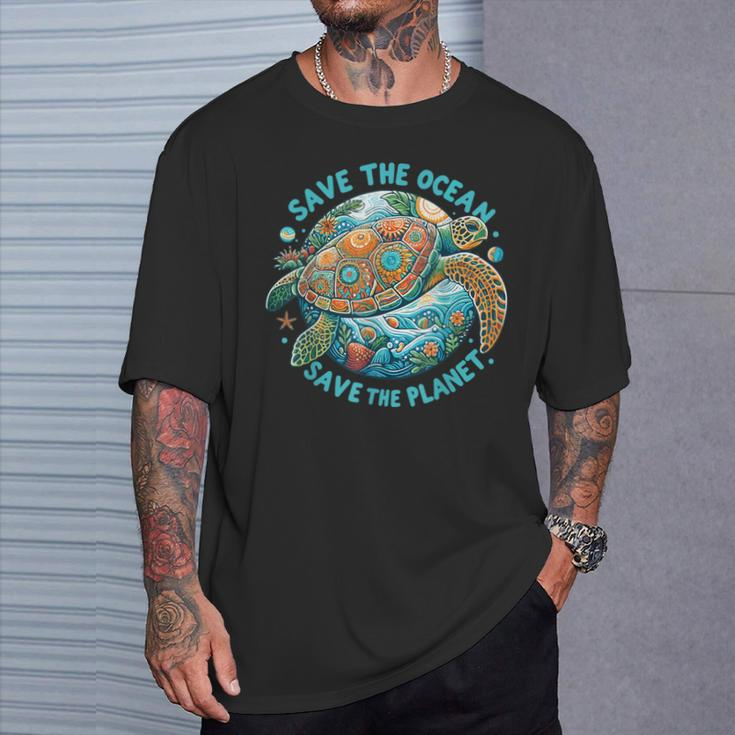 Save The Ocean Save The Planet Cute Sea Turtle T-Shirt Gifts for Him