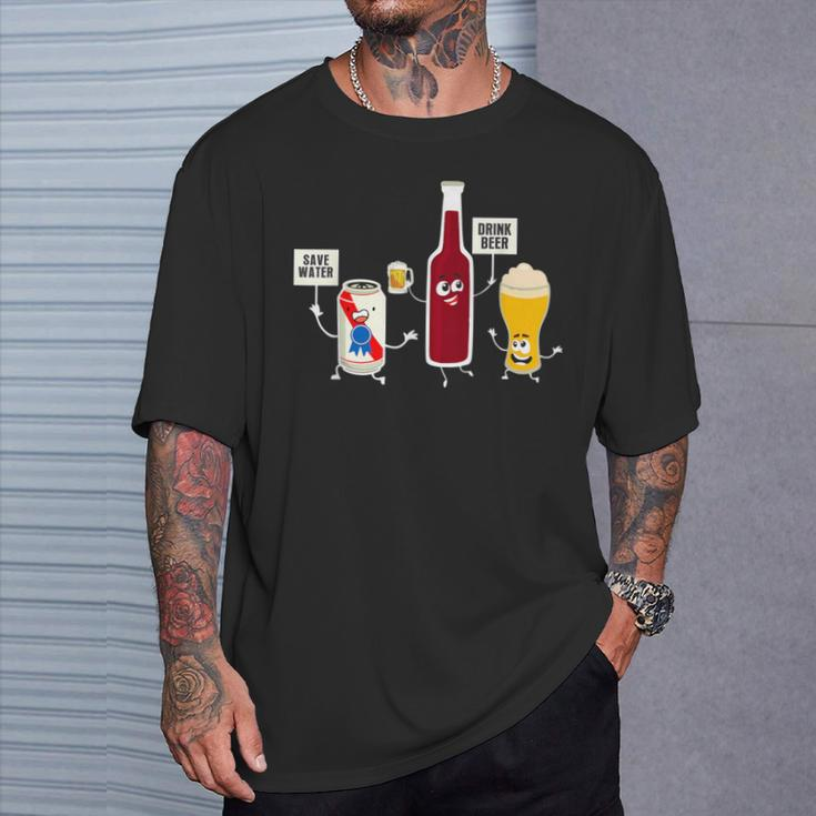 Save Water Drink Beer Drinking Oktoberfest Alcohol T-Shirt Gifts for Him