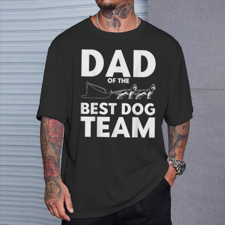 Schlittenhunderennen Papa Bestes Hundeteam Hundeschlitten T-Shirt Geschenke für Ihn