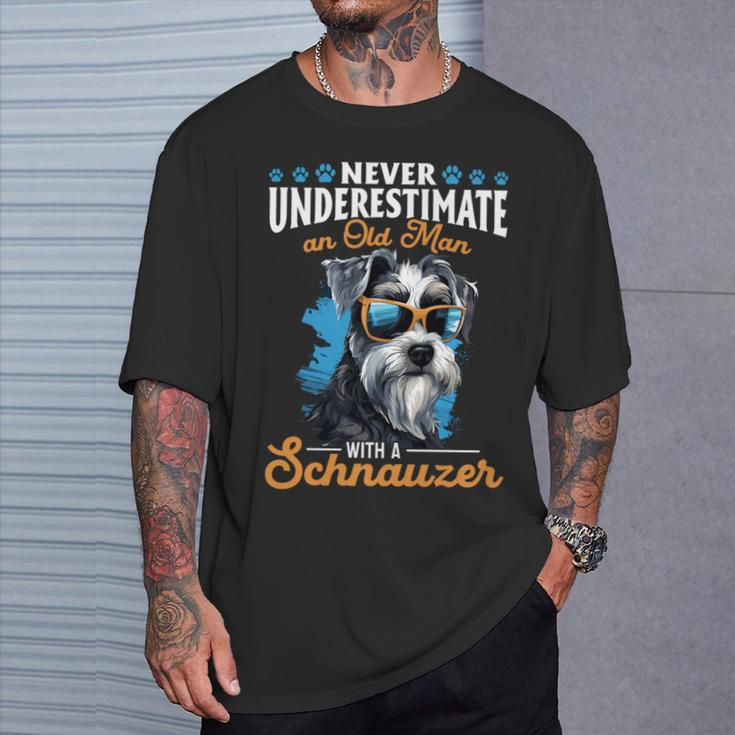 Schnauzer Dog Breed Pet Never Underestimate A Old Man T-Shirt Gifts for Him