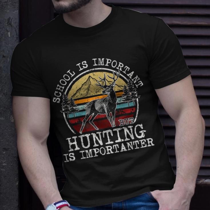 School Is Important But Hunting Is Importanter Deer Hunter T-Shirt Gifts for Him