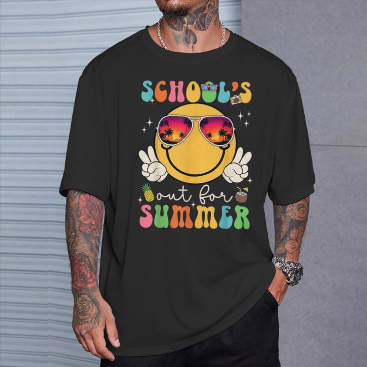 School's Out For Summer Teacher Last Day Of School Groovy T-Shirt Gifts for Him