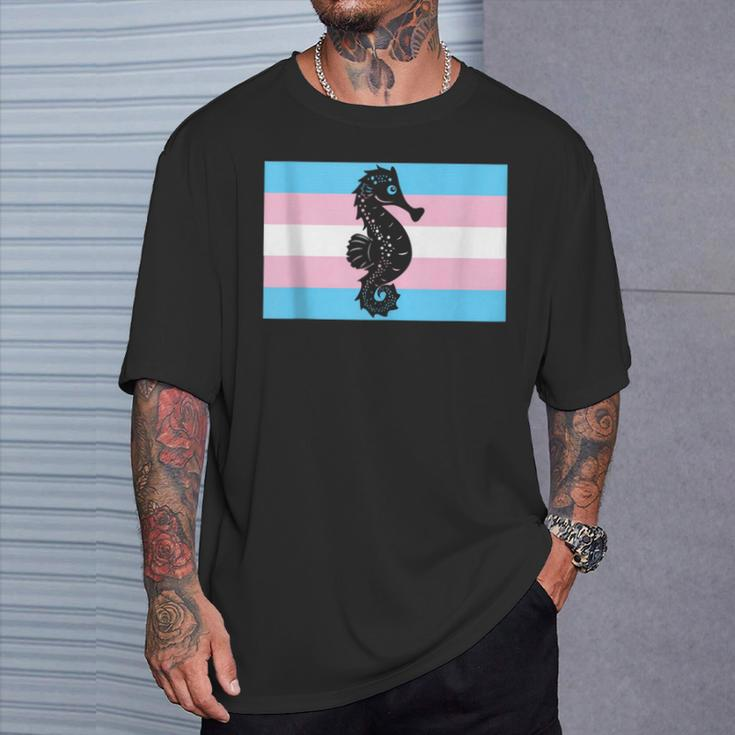 Seahorse Dad Pregnant Trans Man T-Shirt Gifts for Him